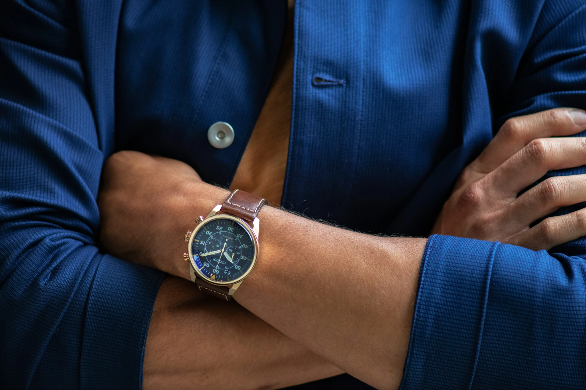 Citizen Avion Eco-Drive Rose Gold Blue Dial Watch | CITIZEN